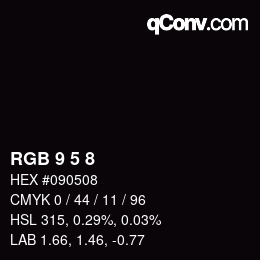 Color code: RGB 9 5 8 | qconv.com