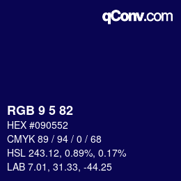 Color code: RGB 9 5 82 | qconv.com
