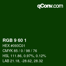 Color code: RGB 9 60 1 | qconv.com