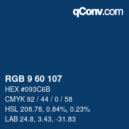 カラーコード: RGB 9 60 107 | qconv.com