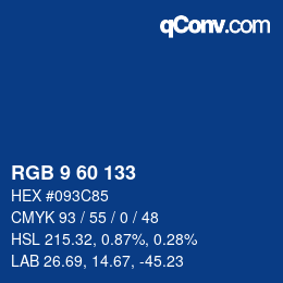 カラーコード: RGB 9 60 133 | qconv.com