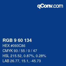 颜色代码: RGB 9 60 134 | qconv.com