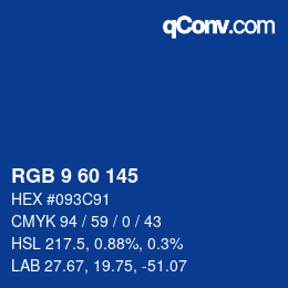 颜色代码: RGB 9 60 145 | qconv.com