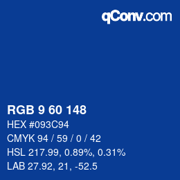 カラーコード: RGB 9 60 148 | qconv.com