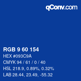 カラーコード: RGB 9 60 154 | qconv.com