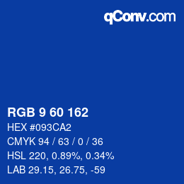 カラーコード: RGB 9 60 162 | qconv.com