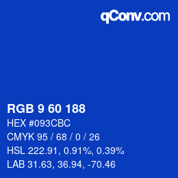カラーコード: RGB 9 60 188 | qconv.com