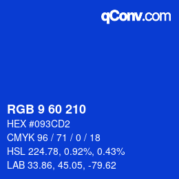 Color code: RGB 9 60 210 | qconv.com