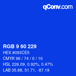 カラーコード: RGB 9 60 229 | qconv.com