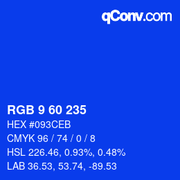 カラーコード: RGB 9 60 235 | qconv.com