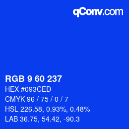 颜色代码: RGB 9 60 237 | qconv.com