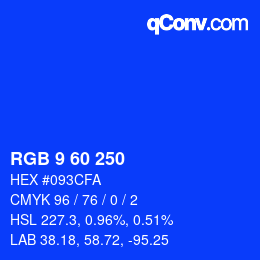 カラーコード: RGB 9 60 250 | qconv.com