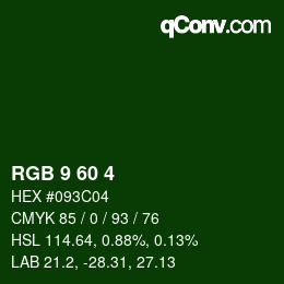 Color code: RGB 9 60 4 | qconv.com