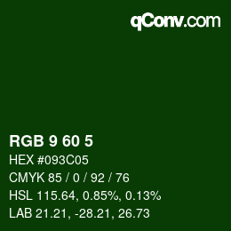 カラーコード: RGB 9 60 5 | qconv.com