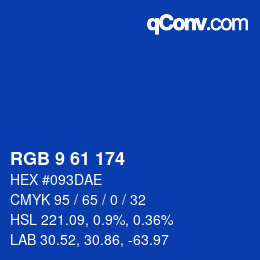 カラーコード: RGB 9 61 174 | qconv.com