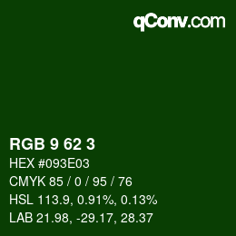 Color code: RGB 9 62 3 | qconv.com