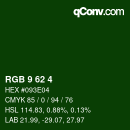 Color code: RGB 9 62 4 | qconv.com