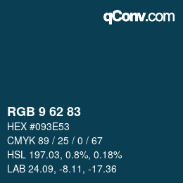 Color code: RGB 9 62 83 | qconv.com