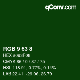 Color code: RGB 9 63 8 | qconv.com