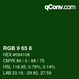颜色代码: RGB 9 65 8 | qconv.com