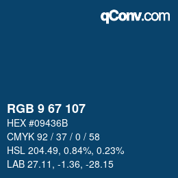 Color code: RGB 9 67 107 | qconv.com