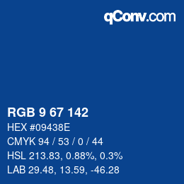 Color code: RGB 9 67 142 | qconv.com
