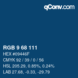 Color code: RGB 9 68 111 | qconv.com