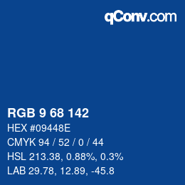 カラーコード: RGB 9 68 142 | qconv.com