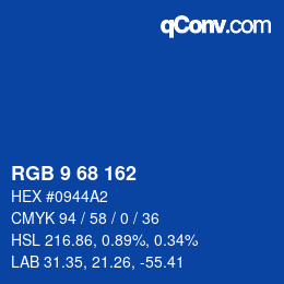 カラーコード: RGB 9 68 162 | qconv.com