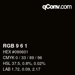 Color code: RGB 9 6 1 | qconv.com