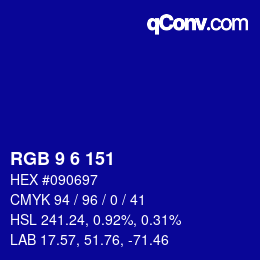 カラーコード: RGB 9 6 151 | qconv.com