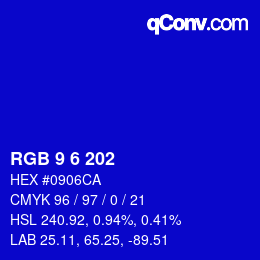 Color code: RGB 9 6 202 | qconv.com