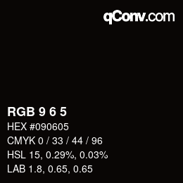 Color code: RGB 9 6 5 | qconv.com