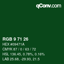 Color code: RGB 9 71 26 | qconv.com