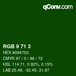 Color code: RGB 9 71 3 | qconv.com