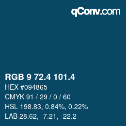 カラーコード: RGB 9 72.4 101.4 | qconv.com