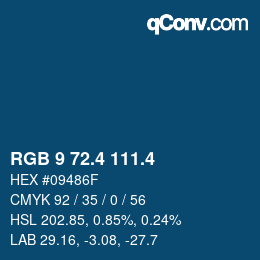 カラーコード: RGB 9 72.4 111.4 | qconv.com