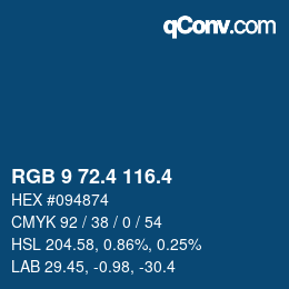 カラーコード: RGB 9 72.4 116.4 | qconv.com