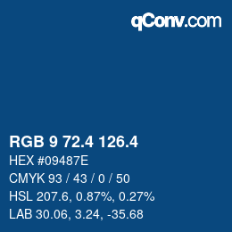 カラーコード: RGB 9 72.4 126.4 | qconv.com