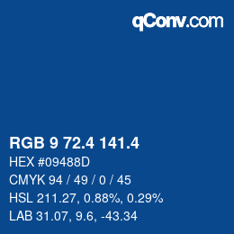 カラーコード: RGB 9 72.4 141.4 | qconv.com
