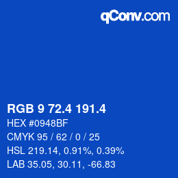 カラーコード: RGB 9 72.4 191.4 | qconv.com