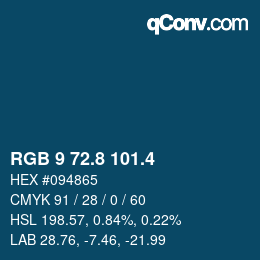 カラーコード: RGB 9 72.8 101.4 | qconv.com