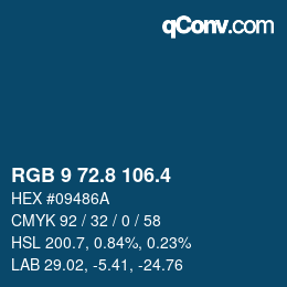 カラーコード: RGB 9 72.8 106.4 | qconv.com