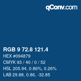 カラーコード: RGB 9 72.8 121.4 | qconv.com