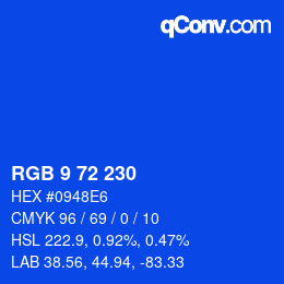 Color code: RGB 9 72 230 | qconv.com