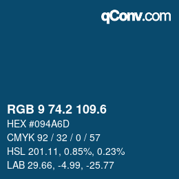 カラーコード: RGB 9 74.2 109.6 | qconv.com