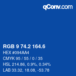カラーコード: RGB 9 74.2 164.6 | qconv.com