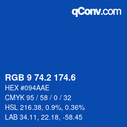 カラーコード: RGB 9 74.2 174.6 | qconv.com