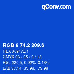 カラーコード: RGB 9 74.2 209.6 | qconv.com