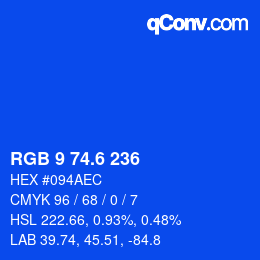 カラーコード: RGB 9 74.6 236 | qconv.com